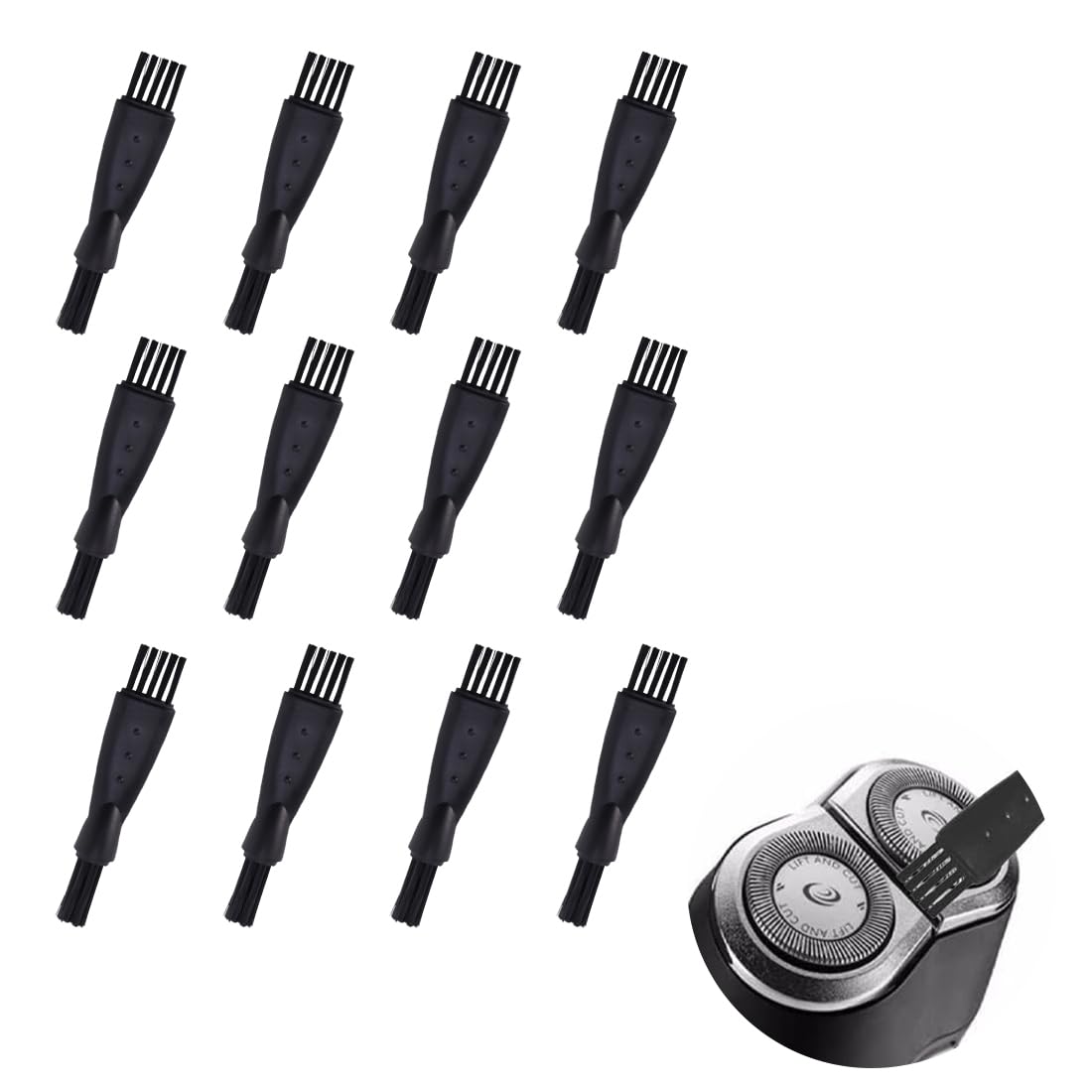 Razor Brush, 12 Pcs Brosses de Nettoyage de Rasoir, Brosse de Nettoyage pour Rasoir Double Tête, pour Enlever Les Résidus de Barbe et la Poussière