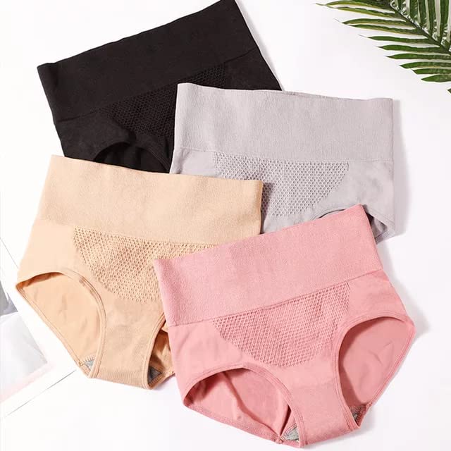 Women's High Waist Seamless Tummy Control Shapewear Underwear, Stretch Cotton Blended, Pack of 4-image-8