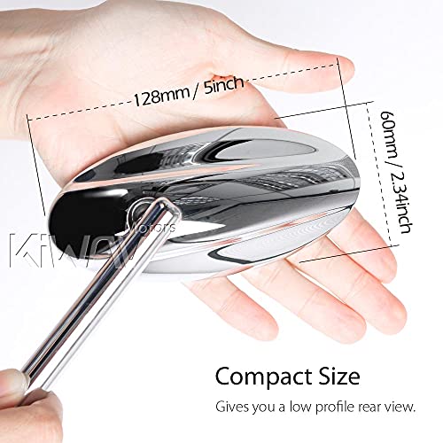 KiWAV Ultra Chrome Motorcycle Mirrors CNC Aluminum Convex Lens compatible for Harley Street 500/750 2015-