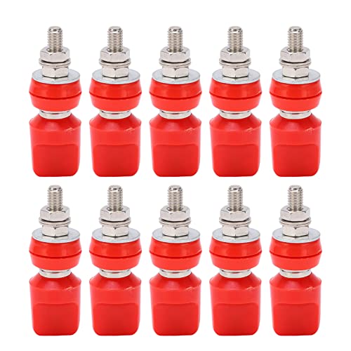 Conector tipo banana de 4 mm con latón niquelado de alta conductividad para 60 V en color rojo