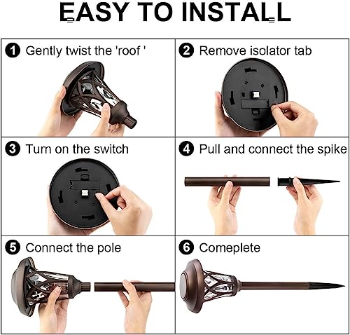 Gigalumi Solar Pathway Lights 6 Pack, Solar Landscape Lights Warm White #TOP7