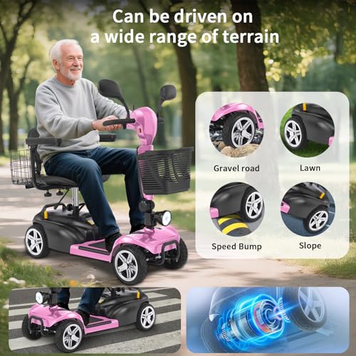 Image of Mobility Scooter for Seniors /Adults,20 /35 Miles up to 300lbs Capacity, 4 Wheels Mobility Scooters 350W 7MPH,USB Charging Detachable Lithium Battery with Rear Mirror