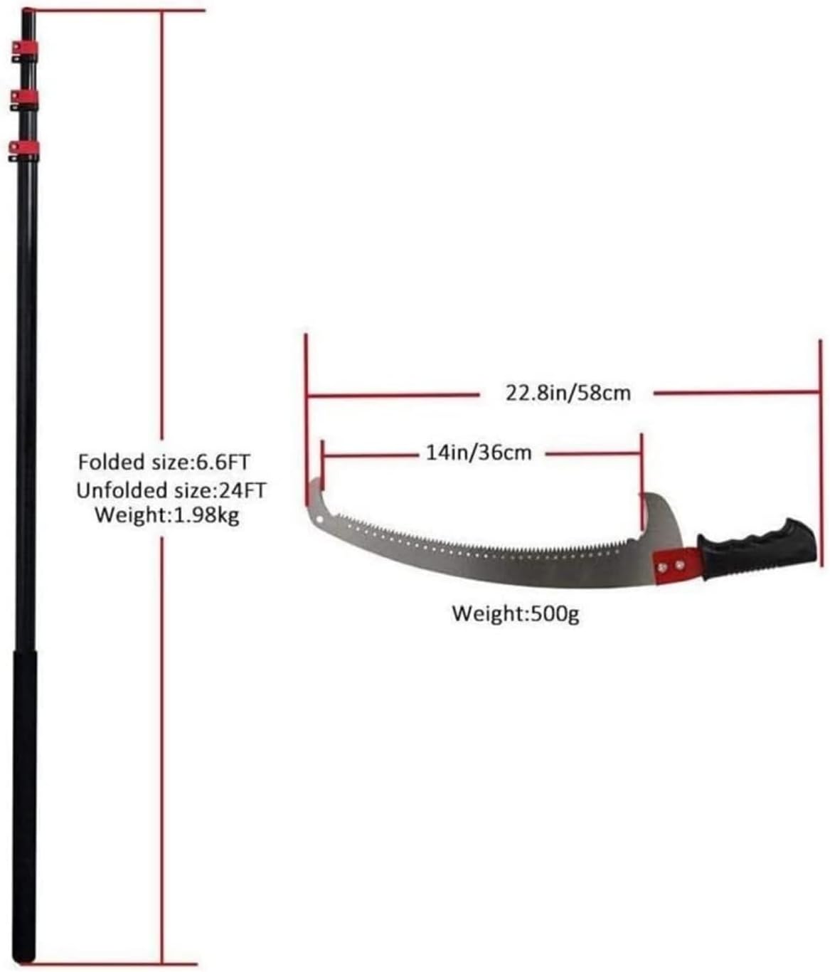 Telescopic Pruning Saw,Professional Extendable Telescoping Landscaping Pole Pruning Saw Used for Trimming Branches and Leaves High-Altitude Fruit Tree Saw Tree Pruner Pole,3.6M