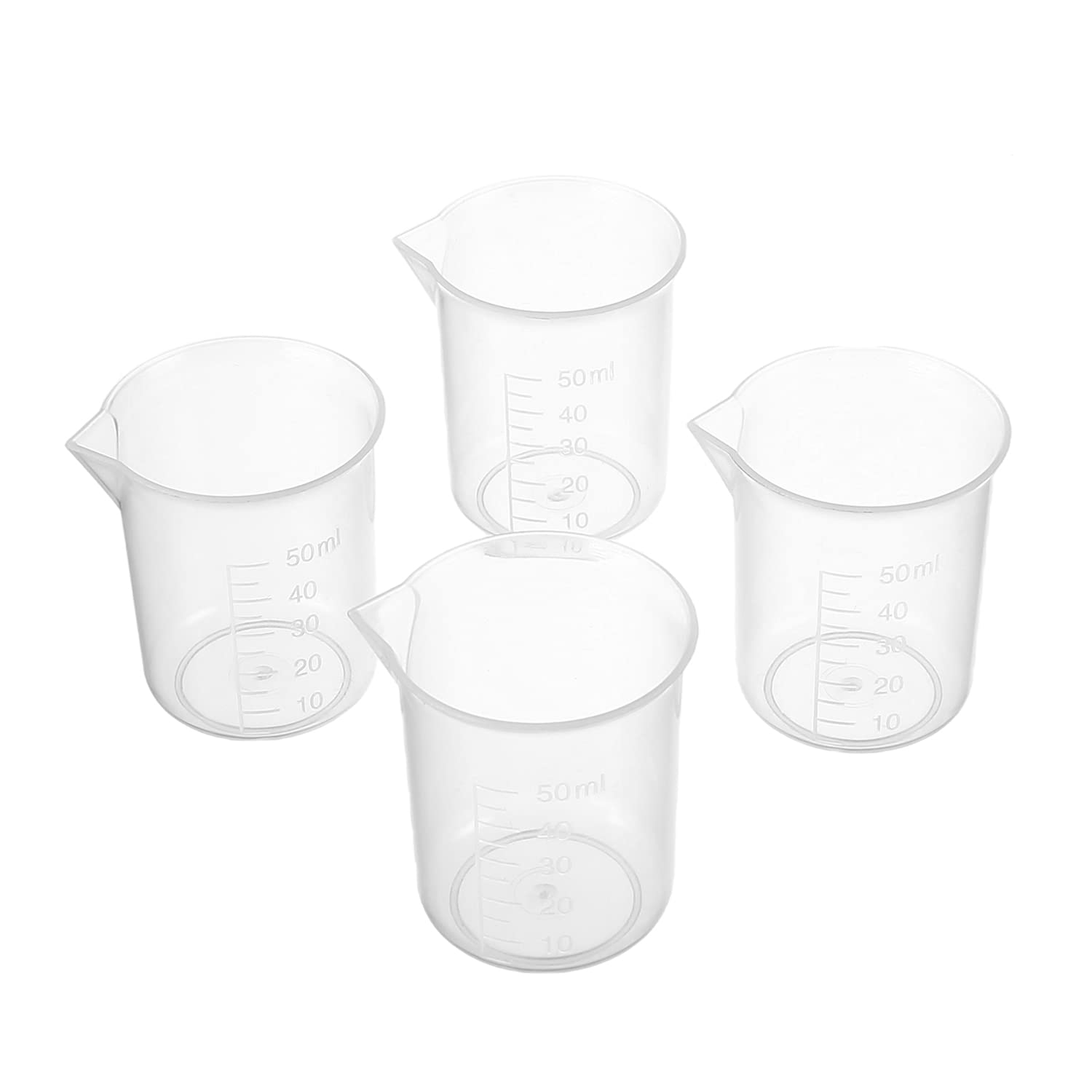 Othmro 4pcs 50ml Plastic Measuring Cups, Small Measuring Jug Plastic Liquid Container Graduated Beaker for Baking Cooking Kitchen Lab Measure Tool