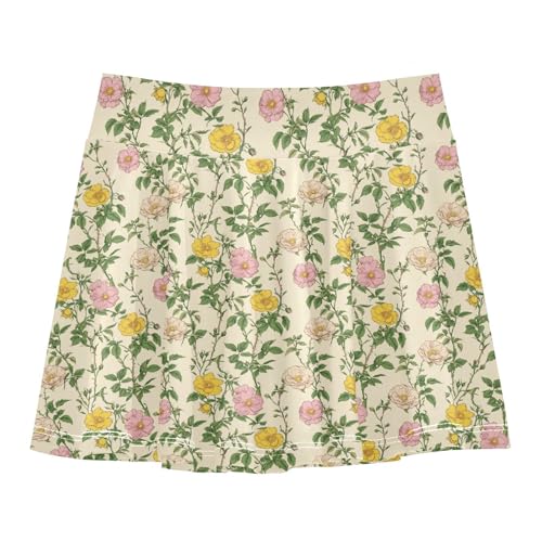 Traditional Flower Girls Athletic Skirts with Built in Shorts Flowy Skort for Little Girl Pleated Skirt for Kids with Pockets 4-12Y