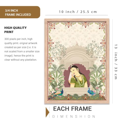 Image of kotart Premium Digital Madhubani Paintings with Frame for Home Decoration - Pichwai Decor Painting for Living Room Bedroom Office Room Decor - Painting for Wall Decoration - Pack of 6 (Art 3)