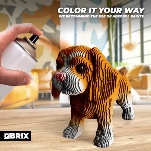 Image of QBRIX Another 3 Puppies 3D Puzzle for Adults, DIY Craft Kit for Home Decor, 3D Model Kit for Teens 14+, Creative and Original Gift for Craftlovers, Cardboard Model Building Kit
