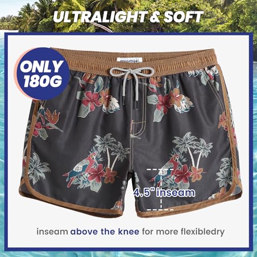 Image of maamgic Mens Boys Short 80s 90s Vintage Swim Trunks with Mesh Lining Quick Dry Swim Suits Board Shorts