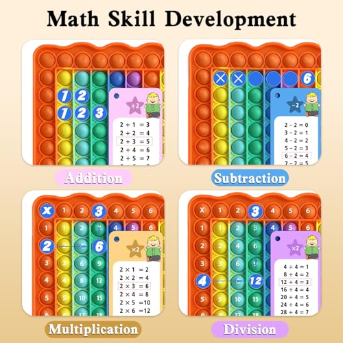 Image of Multiplication Flash Cards + Pop Fidget Multiplication Chart, Times Table Educational Flashcard 3rd Grade, 4th, 5th, 6th Grade for Kids Home School