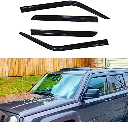 IINAWO 4x Compatible with 2007-2018 Jeep Patriot Sun Rain Guard Vent Shade Side Window Wind Deflectors Window Visors