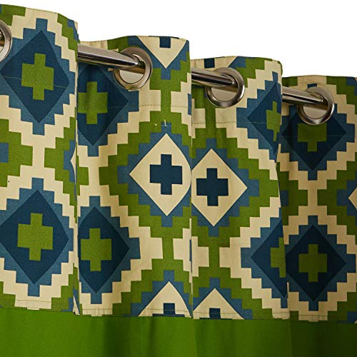 Image of Swayam Blackout Cotton Casement Long Door Curtain for Living Room & Bedroom | 9 Feet | Room Darkening Curtain with Eyelets | Pack of 2 | Solid Design - Green