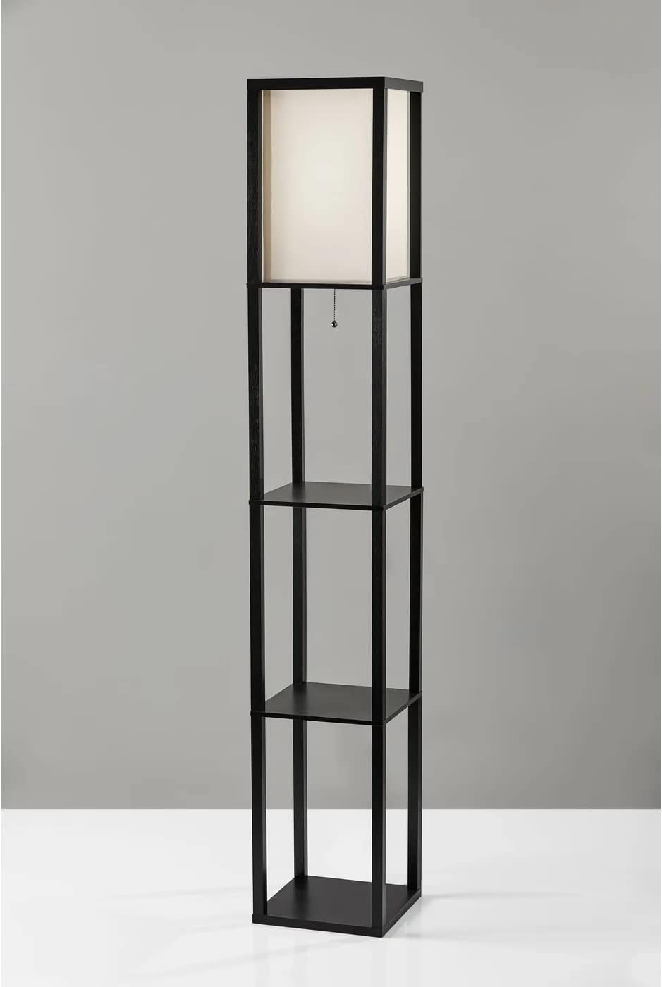 Adesso 3138-01 Wright 63 In. Floor Lamp - Smart Switch Compatible Light Fixtures with Two Storage Shelves. Lighting Accessories , Black