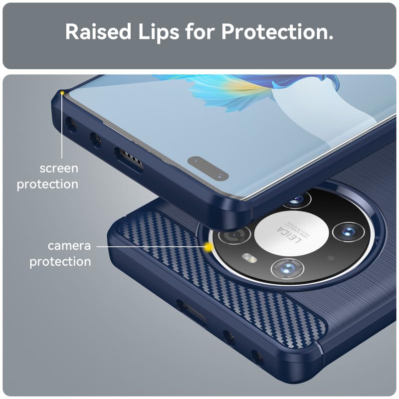 Image of Hybrid Carbon Fiber Back Case for Huawei Mate 40 Pro (Blue)
