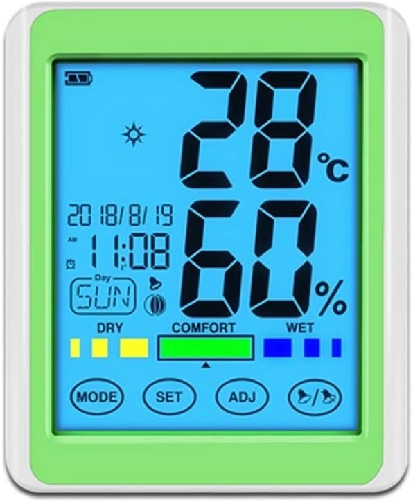 Digital Thermometer Hygrometer，Touch Screen Accurate Digital Display Wall-Mounted Household Indoor Thermometer