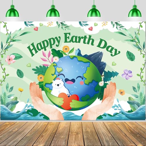 Happy Earth Day Backdrop Save The Nature Banner Background 8x6FT