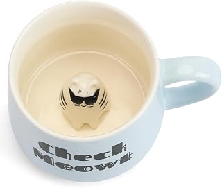 Cute Cat Ceramic Coffee Mug Hidden 3D Animal In Cup Ideal Creative Holiday Gifts Christmas and Birthday Gifts for Animal Lovers Family Kids Friends Colleagues 12OZ (White and Black)