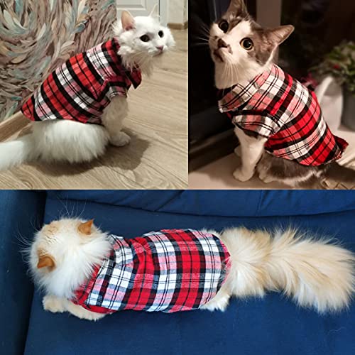 Qidelong Dog Plaid Shirt Puppy Grid Clothes, Classic Dogs Apparel Basic Polo T-Shirt Pet Outfits, For Extra Small Small Medium Large Boy Girl Doggy Dogs And Cats Kitty Kitten (Large, Red) #TOP4