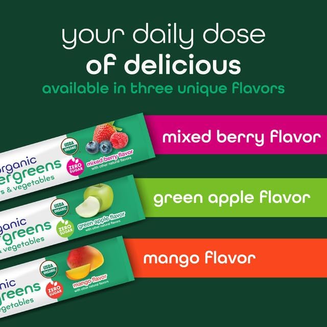 Zena Nutrition Organic Super Greens Powder, 70+ Superfoods, 0 Sugar, 3g Fiber, Spirulina, Chlorella, Mushrooms, Prebiotics/Probiotics, Digestive Enzymes, Gut Health, Mixed Berry, 30 Drink Mix Packets - Image 8