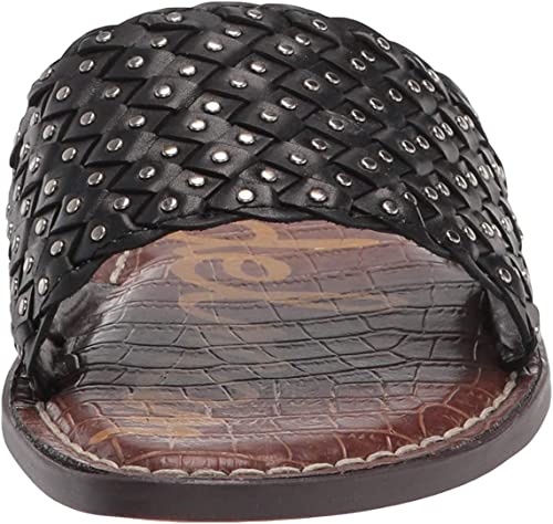 Image of Sam Edelman Geraldine Black Cushioned Footbed Slip On Woven Flats Sandals (Black, 13)
