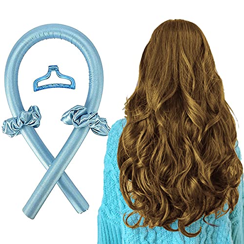 Heatless Hair curlers for Long Hair To Sleep In Overnight, Women No Heat Soft Foam Rollers Hair Curlers for all DIY Hairstyles (Blue)