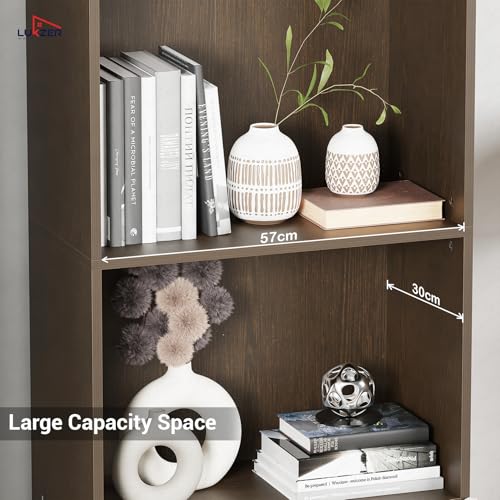 Image of Lukzer 4-Layer Engineered Wood Bookshelf with Door | Multipurpose Storage Cabinet for Home, Office, Library | Wenge Finish | (Wenge /MR-020 /178 x 60 x 30 cm) DIY Assembly with Detachable Components