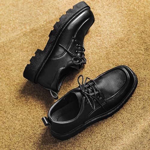 Men's Lug Sole Classic Oxford Shoes Square Head Leather Chunky Platform Non-Slip Lace-Up Dress Work Shoes Fashion Casual Business Shoes3