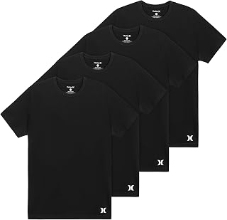 Hurley Men's 4-Pack Cotton Crewneck Short Sleeve T-Shirt