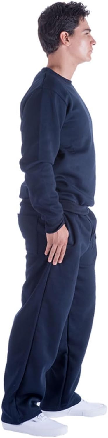 LeeHanTon Mens Fleece Sweatpants Open Bottom Basic Running Joggers Wide Leg Casual Loose Fit Athletic Pants with Pockets - Image 4