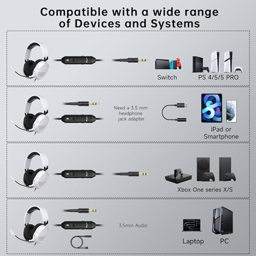 Image of AOC Wired Gaming Headset for Xbox, PS5, PC, HD Mic, Stereo Bass, 79in Cable