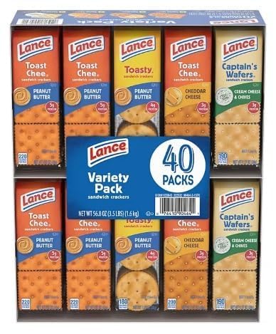Lance Variety Pack Sandwich Crackers, 40 Pk