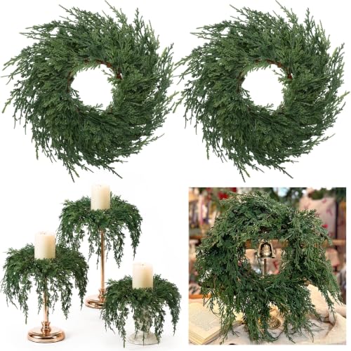 Rivvlive 4 Pcs 12' Christmas Cedar Candle Rings...