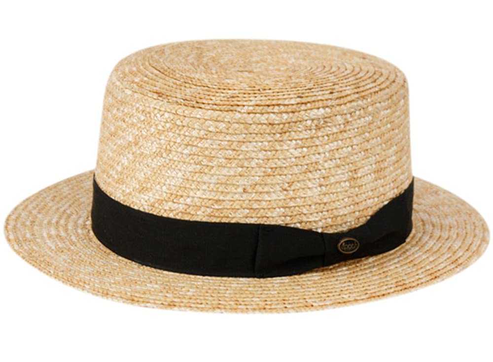 Panama Men's 100% Straw Hats with Grosgrain Band Fedora Bow on The Side (Natural, One Size)