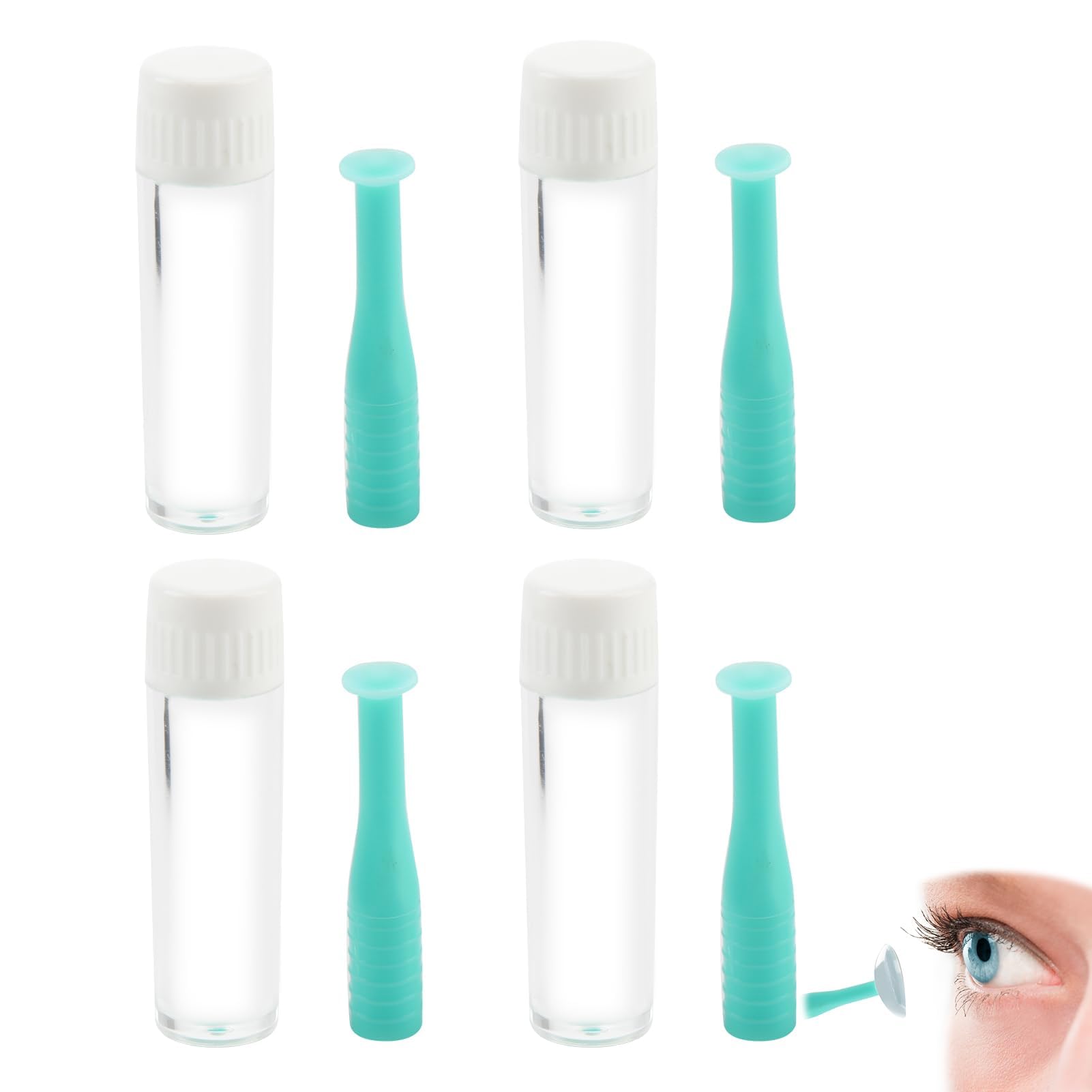 4 Ayuda Para Inserción De Lentes De Contacto, Insertadores De Lentes De Contacto De Silicona,Ventosas Para Lentes De Contacto Herramienta Facilita La Colocación Precisa Y Lentes De Contacto (Verde)