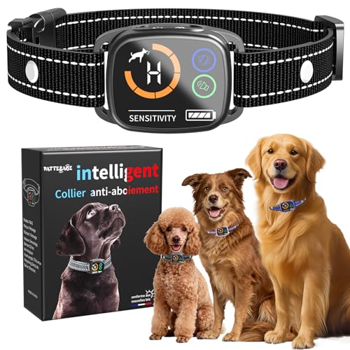 PatteSage Collier Anti aboiement Chien, Collier Electrique pour Chien 6 Niveaux de Sensibilité, Modes Son/Vibration/Vibration Forte Rechargeable, Étanche IP67 pour...