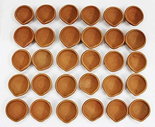 TGS Clay Terracotta Diya (Natural) Handmade Terracotta Clay Deepak Clay Diyas I Oil Lamps | Handmade Mitti ke Diye/Deepak for Home Decoration/Diwali Puja (Pack of 30)