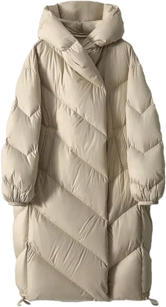 White Duck Down Jacket For Women Long Winter Oversize Warm Casual Coat Street Ultra Light Hood Parka