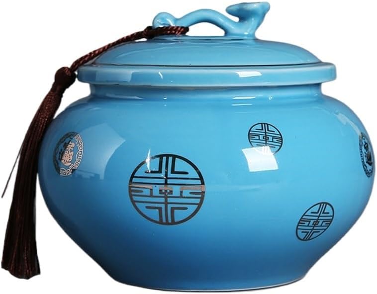 SONGCHAO Sugar Jar Ceramic Tea Cans, Kung Fu Sets, Storage, Household Sealed Tea Canister(B)