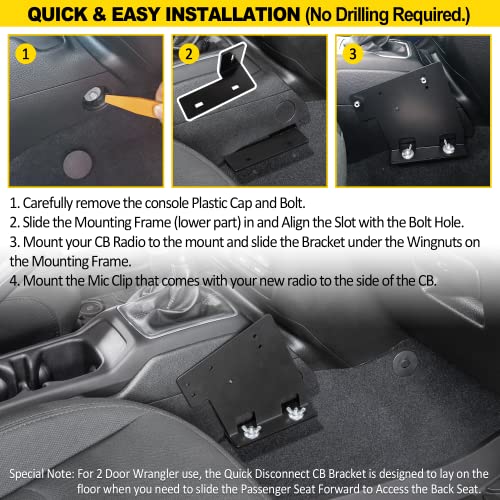 image for LAIKOU Universal CB Radio Mount Passenger Side Mobile Radios Quick Dis