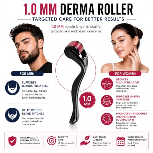 Image of Derma Roller for Hair and Beard Regrowth (1MM GuaSha Combo)