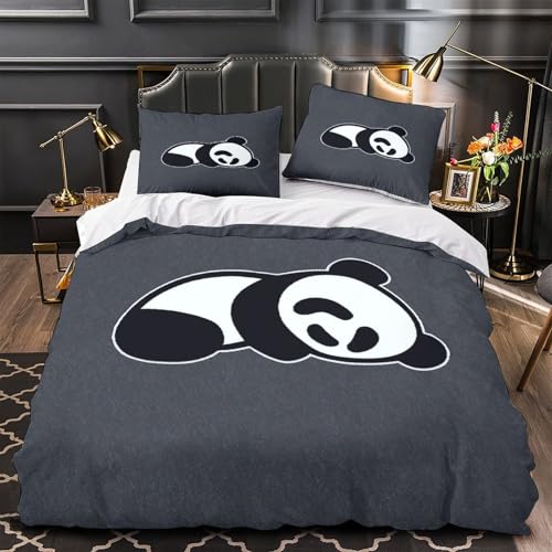 Housse de couette panda hypoallergénique avec fermeture éclair microfibre