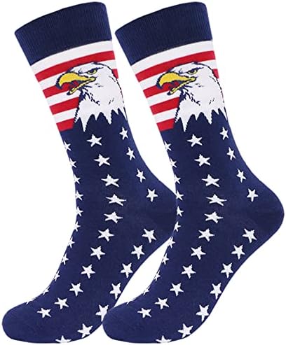 BUENWAZ American Flag Eagle Socks Men 1 Pack Bald Eagle Patriotic Stars Stripes Red White Blue Novelty Sock Gifts