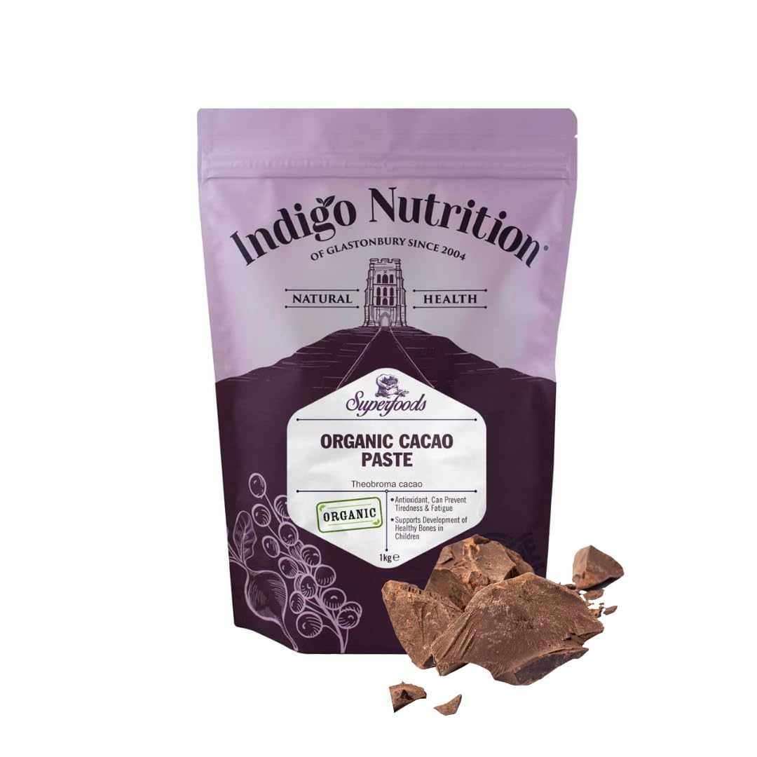 Indigo Herbs Organic Cacao Paste 1kg | Peruvian Pure Criollo Liquor Chunks | Unsweetened | Vegan