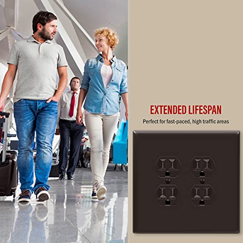 Image of ENERLITES Double Duplex Receptacle Cover, Two Gang Outlet Wall Plate, Oversized 2-Gang 5.5 inch x 5.5 inch, Unbreakable Polycarbonate Thermoplastic, UL Listed, 8822O-BR, Brown