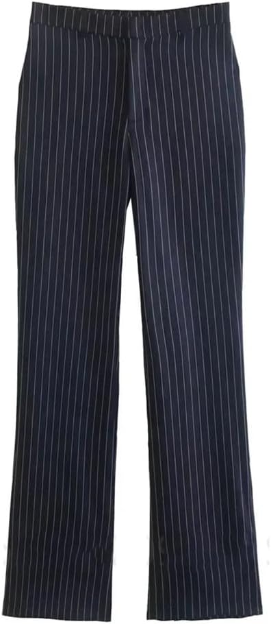 Fall Double-Breasted Model Navy Mid-Waist Striped Suit Suit for Women