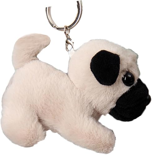 Miniatura 3 de JIANEEXSQ Lindo perro de peluche realista Pug de peluche de cachorro, muñeca de peluche realista Pug mochila regalo pandent