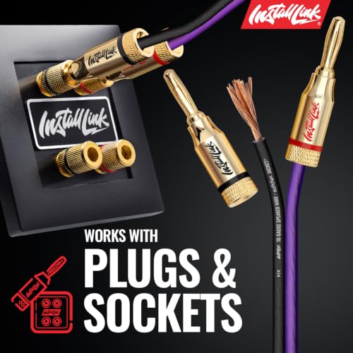 Image of Install Link 16 AWG Gauge Speaker Wire (250 Feet) Car or Home Theater (CCA) | 16 /2 Speaker Cable, 2-Conductor, Frosted Purple /Black, Easy Strip, Polarity ID, for Car Audio & Home Stereo