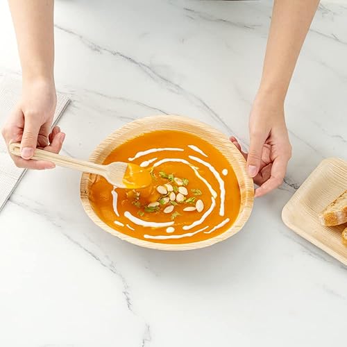 Miniatura 5 de Restaurantware Indo - Cuenco redondo de hoja de palma natural de 27 oz - 7 34" x 7 34" x 1 12" - Caja de 100 unidades