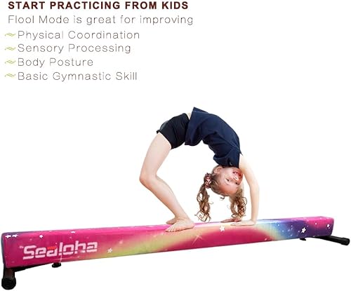 Miniatura 5 de Sealoha 8ft Ultrasimple Adjustable&Foldable Balance Beam,High-Low Floor Beam Suede Gymnastics Equipment,No Tool Require, Gymnastics Beam for