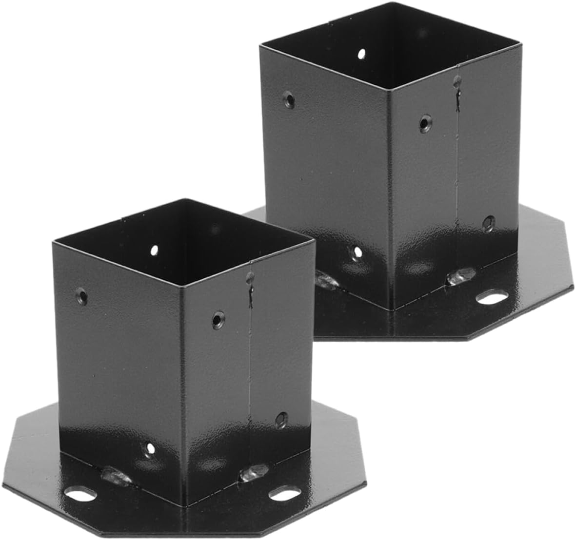 NUOBESTY 2pcs Heavy Duty Metal Post Bases for Mailbox Bracket Deck Post Protectors for Fence and Railing Support Weather-Resistant Construction Easy Installation