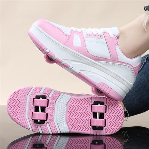 Kids Roller Shoes Boy Girl Sneakers, Skateboarding Shoe Outdoor Sport Shoes Sneakers with 4-Wheels Unisex Retractable Skating Shoes for Children's Park Sports Walking Street Style2